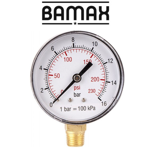 PRESSURE GAUGE 0-20BAR1/4BOTTOM ENTRY 63MM